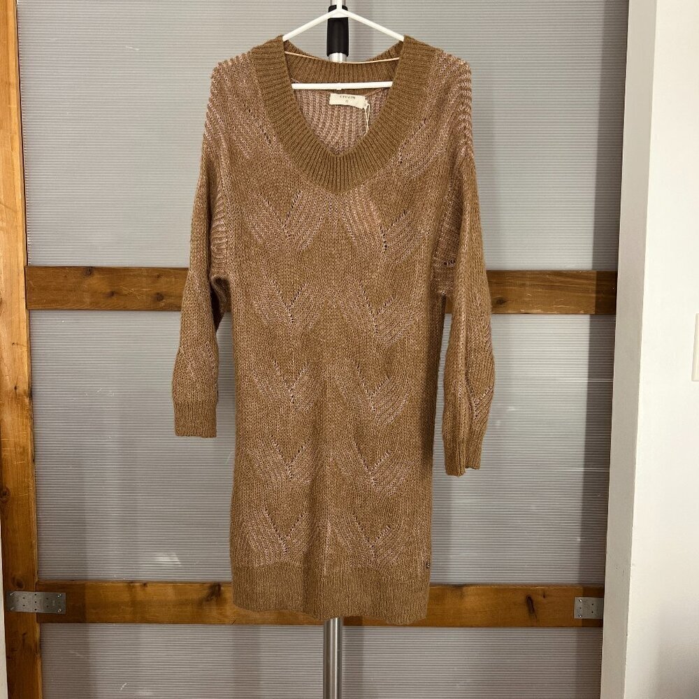 CREAM Clothing CRAliette Pullover Rose Brown V-Neck Alpaca Blend Sweater/ Dress‎
